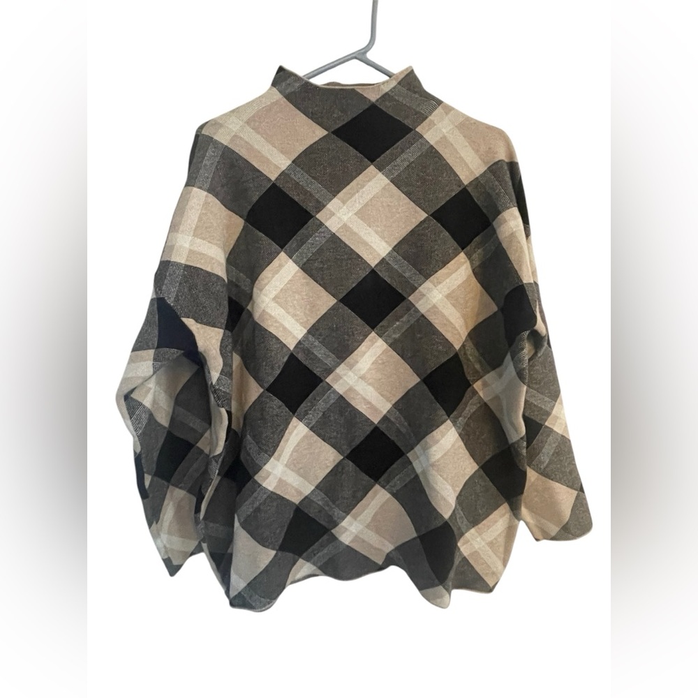 Rachel Zoe Plaid Women's Sweater - Black and Tan size 1X
